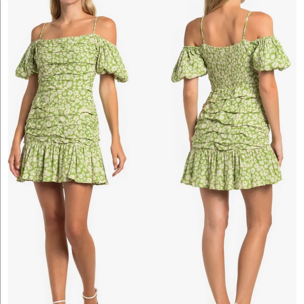 Ruched Off Shoulder Mini Dress